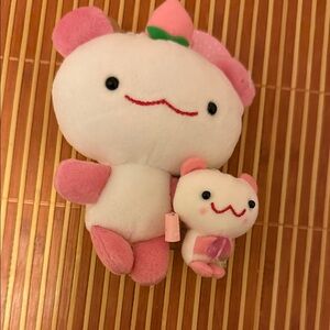 Cute Pink and White Plush Toy Set